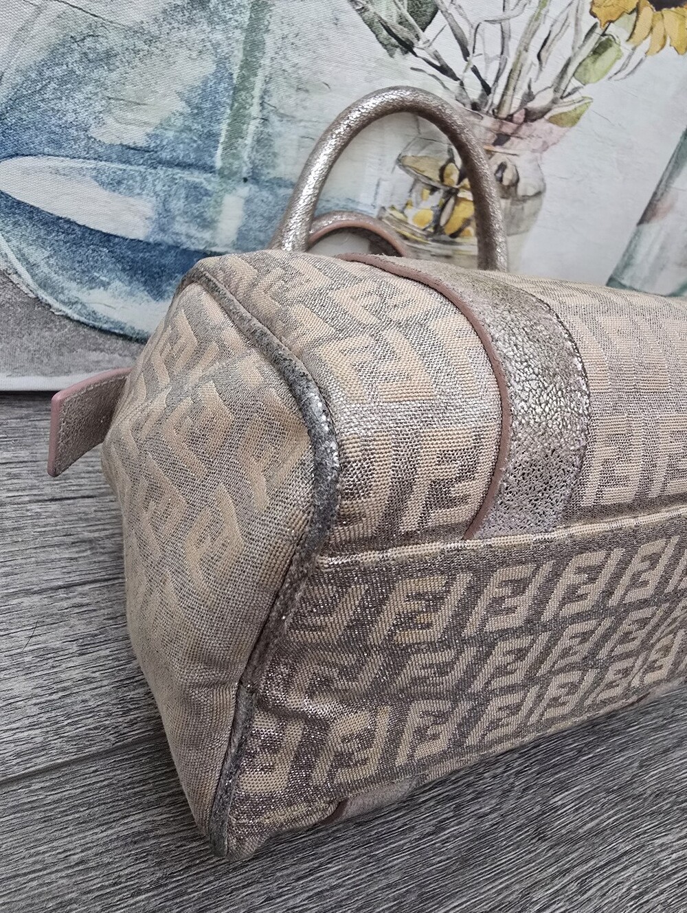 Fendi Pink & Silver FF Logo Mini Satchel Boston Bag - Picture 11 of 13
